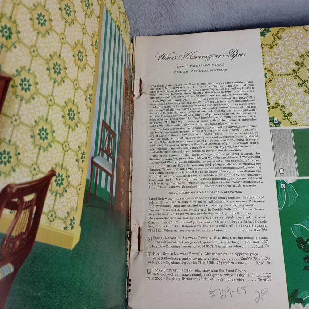 Montgomery‎ Ward Wallpaper Catalog 1949 Retro